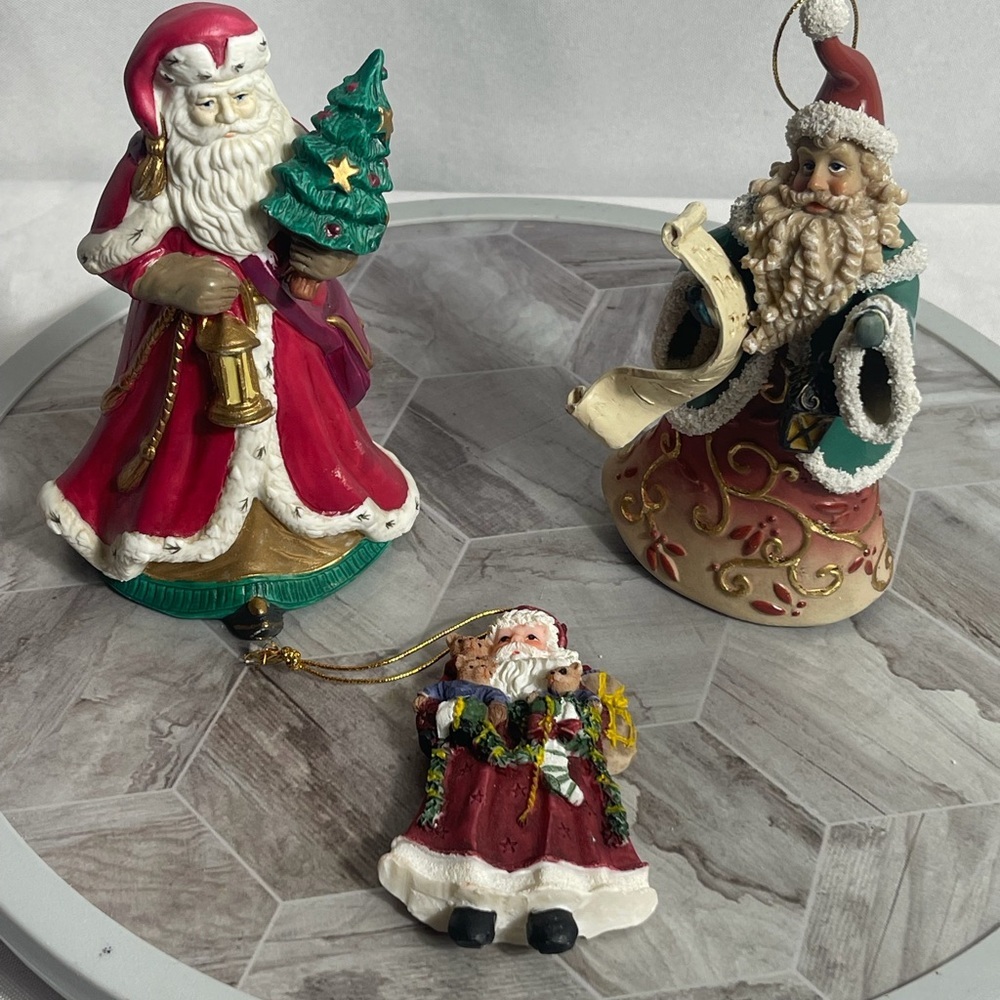 Vintage Santa Figurines Bundle Christmas Decor Resin Mixed Lot 3 Pc